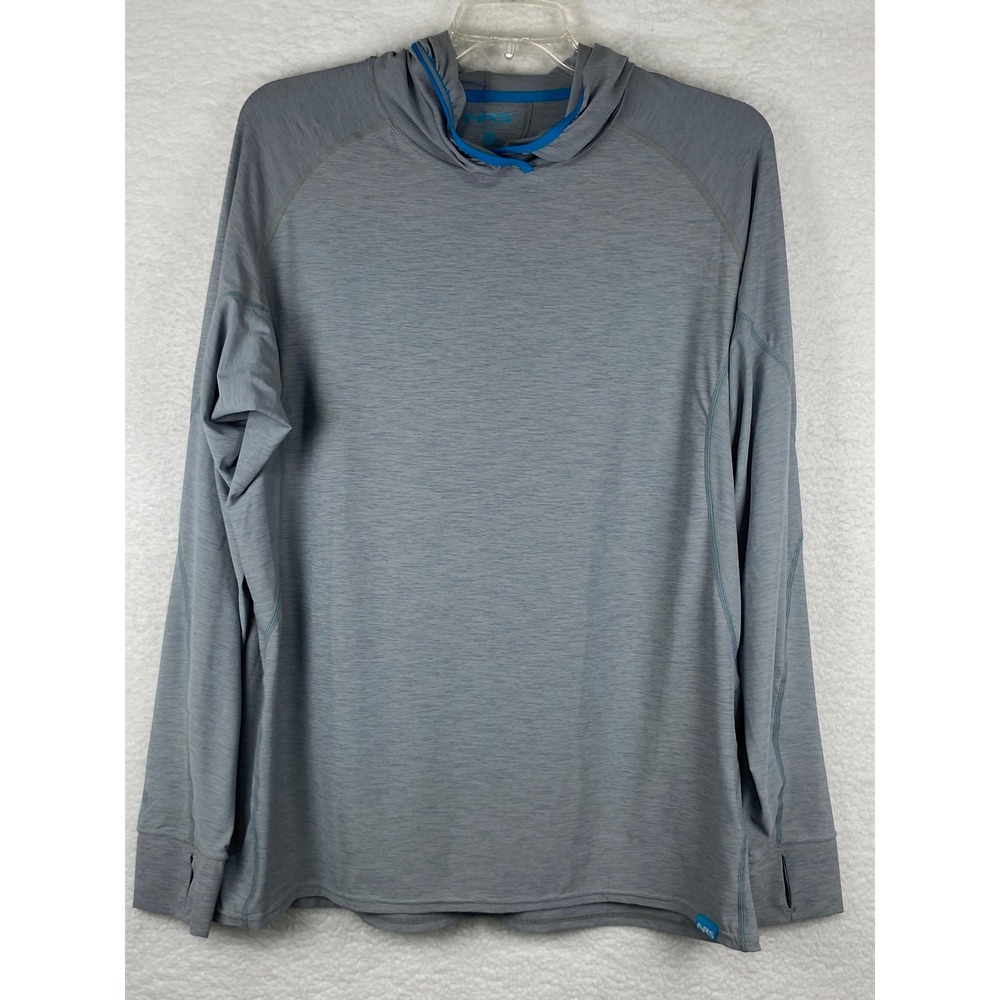 NRS Mens XXL H2Core Silkweight Hoodie Gray Blue UPF 50+ Sun Shirt